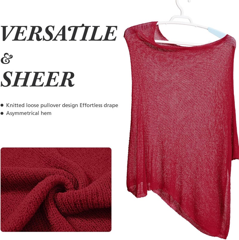 Jamntower 1 Pcs Women Sheer Poncho Shrug Summer Sheer Blouse Top Lightweight Poncho Sheer Bolero for Formal Evening Dress - Image 3